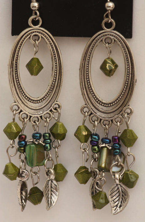 Green Beaded Fashionista Earrings***Clearance Sale***