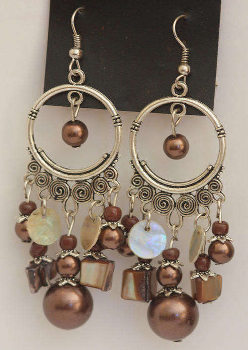Brown Beaded Fashionista Earrings***Clearance Sale***