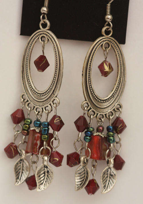 Maroon Red Beaded Fashionista Earrings***Clearance Sale***