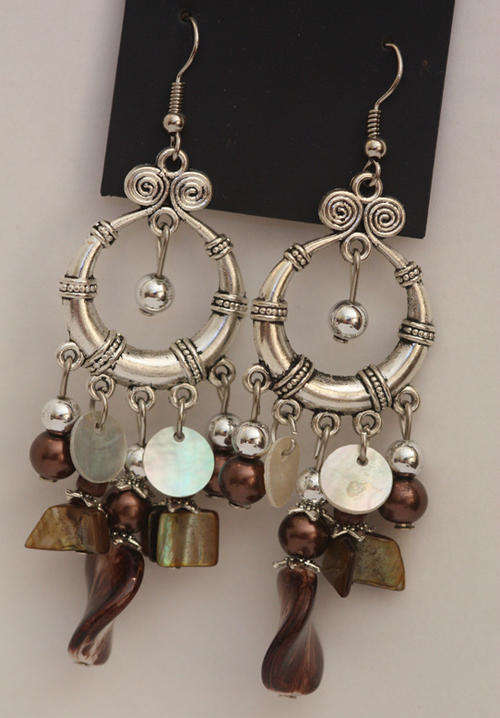 Brown Beaded Fashionista Earrings***Clearance Sale***