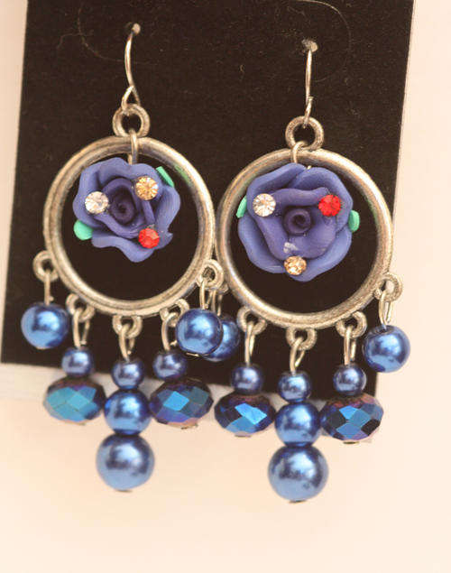 Blue Beaded Fashionista Earrings***Clearance Sale***