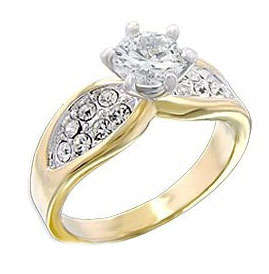 1ct CZ and Crystal Gold Plated Ring- Size 10