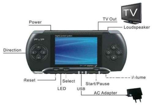 PVP 8-Bit Hand-Held Game Console - Black