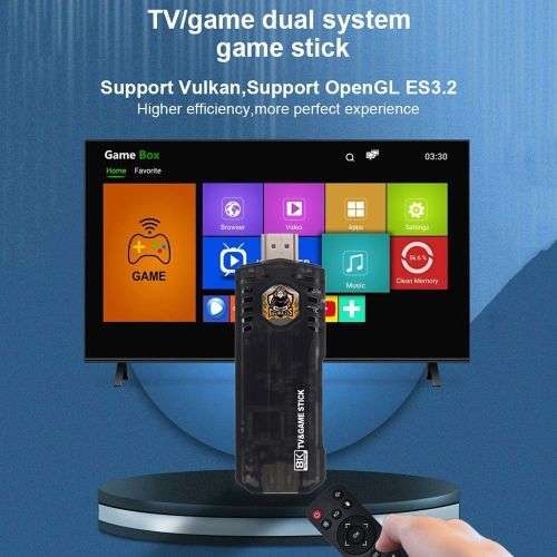 8K HD Video Game Console & Android TV BOX 3D PSP Game Stick Dual System + Wireless Controllers