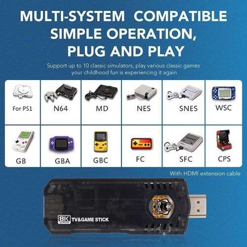 8K HD Video Game Console & Android TV BOX 3D PSP Game Stick Dual System + Wireless Controllers
