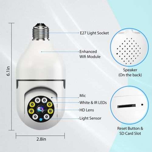 360 Degree Wi-Fi IP Light Bulb Security Surveillance Camera