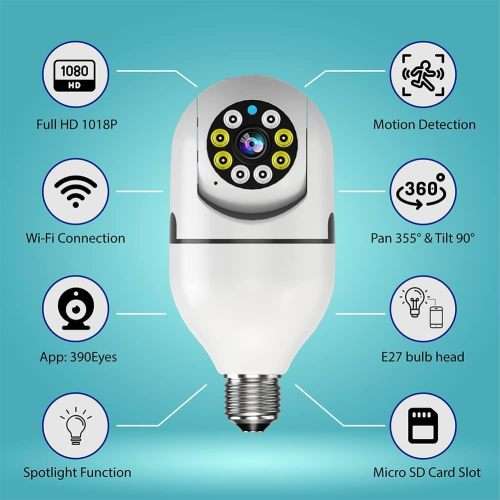 360 Degree Wi-Fi IP Light Bulb Security Surveillance Camera