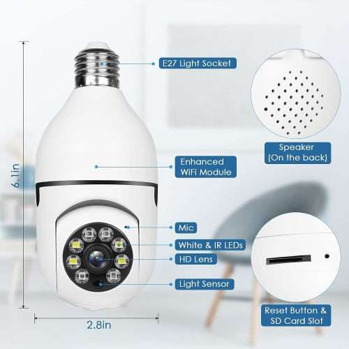360 Degree Wi-Fi IP Light Bulb Security Surveillance Camera