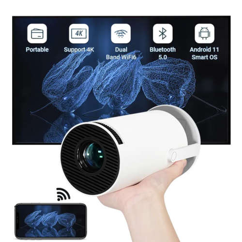 UHD Android 11 LED Portable Projector 8GB with Pre-Loaded Apps & Remote Control