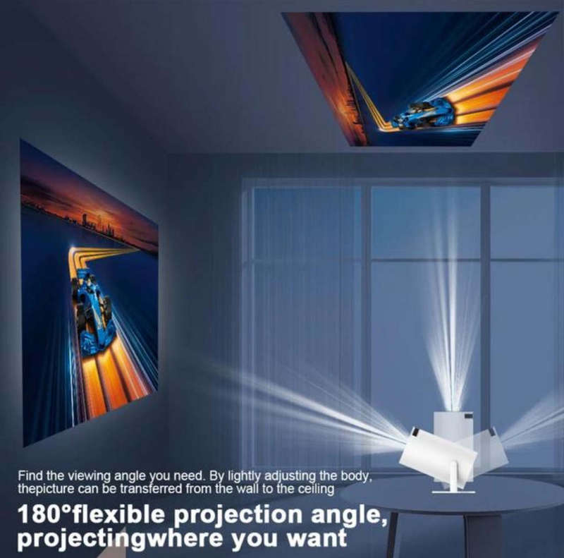 Latest Smart Android UHD Portable Projector + Built-in WIFI media streaming device + Pre-Loaded Apps