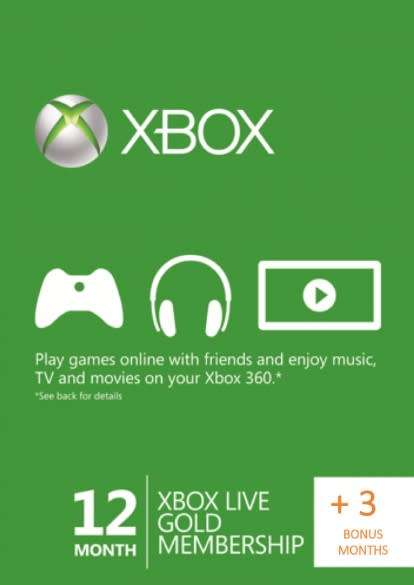XBox Live Gold Membership 12 + 3 Month  (Xbox One/360) INSTANT DOWNLOAD !
