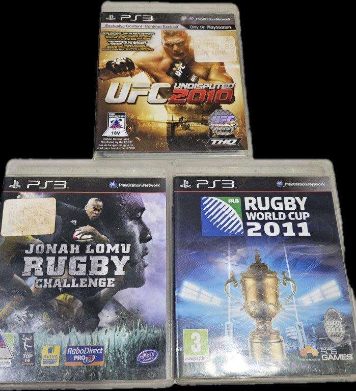 PS3 3 GAMES FOR ONE BID UFC 2010/JONAH LOMU RUGBY CHALLENGE. RUGBY WORLD CUP 2011