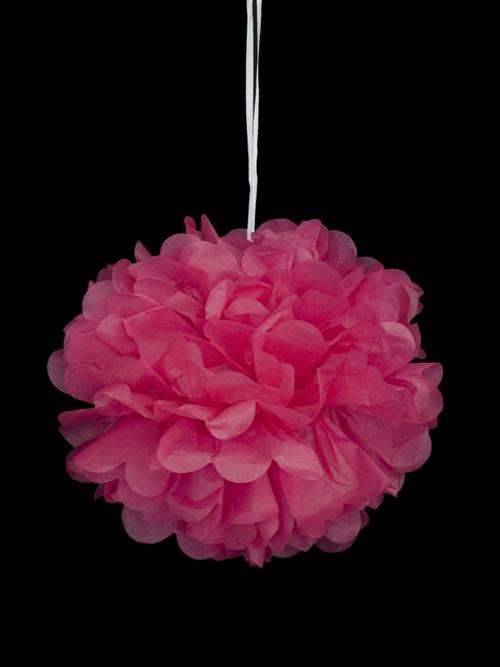 Pack of 10 Tissue Paper Pompoms (20cm Diameter) - Hot Pink