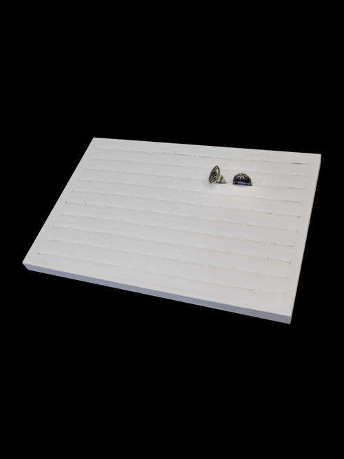 High End Slanted White Imitation Leather Ring Display Tray