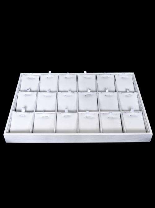 High End 18 Compartment White Imitation Leather Display Tray