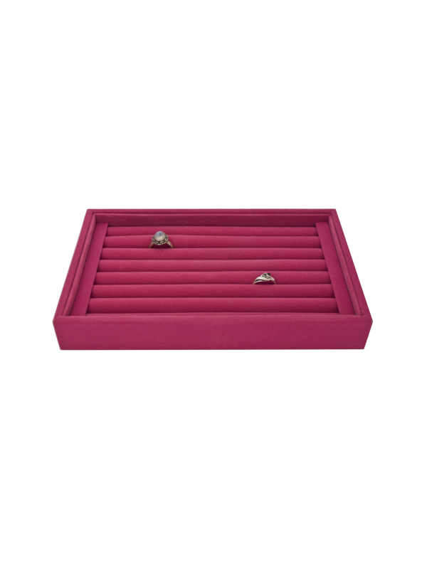High End Small Hot Pink Velvet Ring Display Tray
