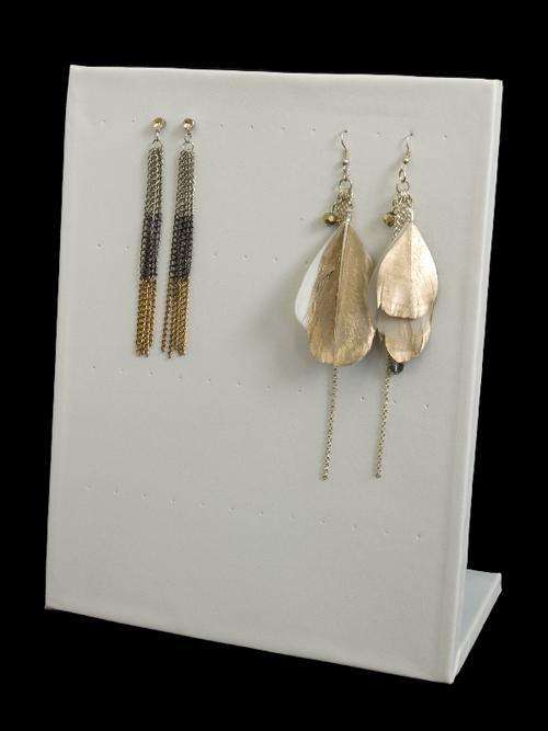 High End White Imitation Leather L Shaped Earring Display Stand