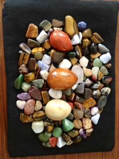 *** BAG FULL OF 100 MIXED SEMI-PRECIOUS STONES AND 3 STONE EGGS***VERY NICE***