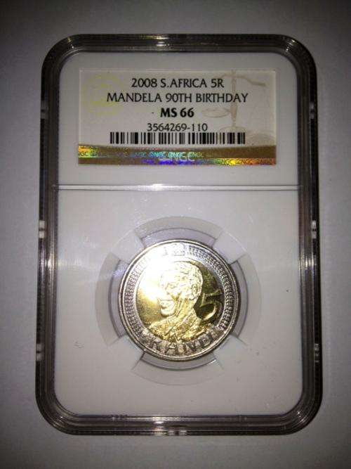 ***2008 NELSON MANDELA 5R 90TH BIRTHDAY MS 66 NGC GRADED***