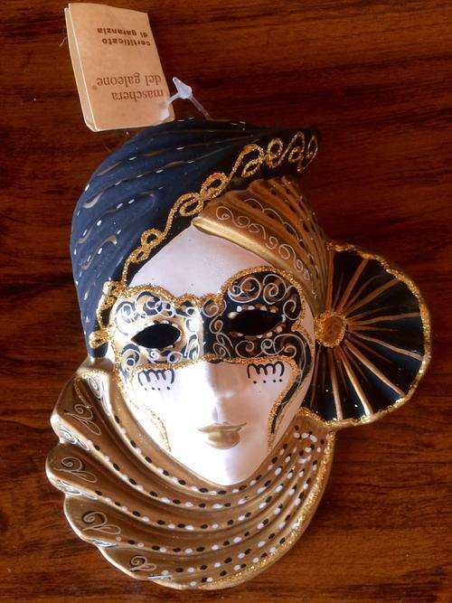 *** 1 x SMALL HAND MADE MASK LA MASCHERA DEL GALEONE FROM VENICE ITALY! COA CERTIFICATE! LOOK! #FSC