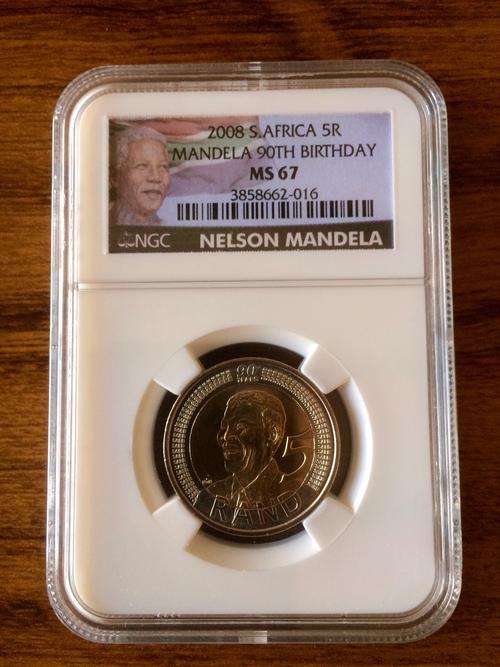 ### NELSON MANDELA 2008 BIRTHDAY MS 67 ### NEW-COLOUR LABLE INVEST AND COMPLETE YOUR NGC SET!! #FSC