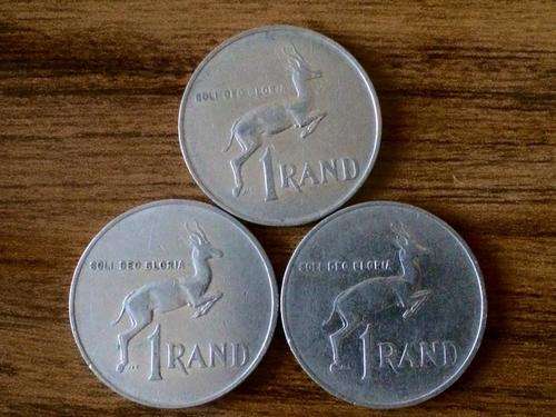 *** 3 x SOUTH AFRICAN SPRINGBOK COINS CIRCULATED *** DATES 1985, 1987, 1989 NOSTALGIA BID NOW! #FSC