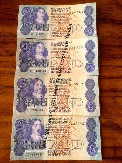 NOSTALGIC SOUTH AFRICAN REPUBLIC PERIOD NOTES! GERHARD DE KOCK R2 NOTES x 4 - ONE LOT! LOVELY! #FSC