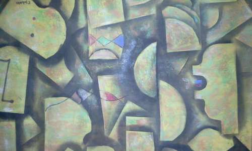 PETER SIBEKO OIL ON PAPER UNFRAMED