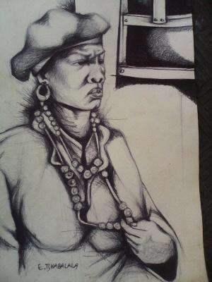 ENOCH TSHABALALA INK AND PEN ON PAPER