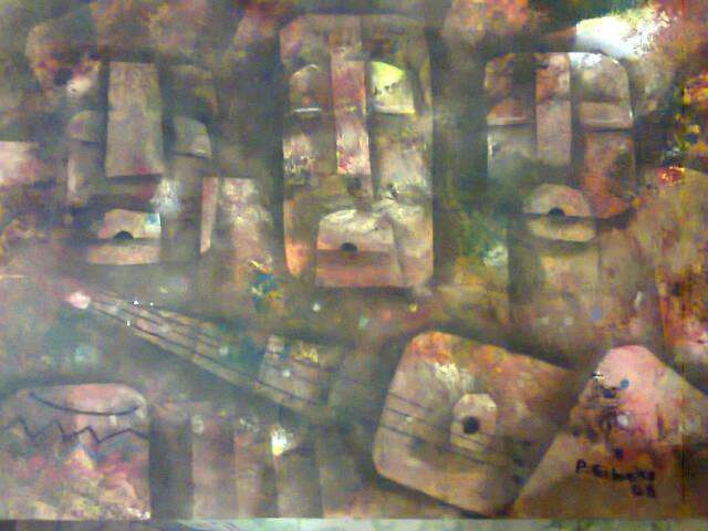 PETER SIBEKO OIL ON PAPER 60CM BY 40CM UNFRAMED.