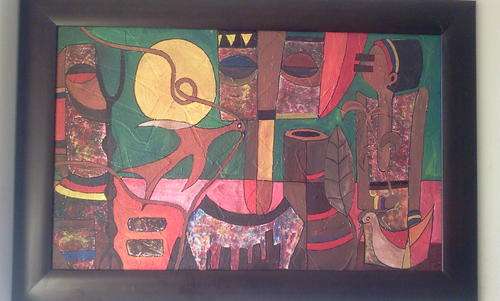 SPEELMAN MAHLANGU OIL ON BOARD FRAMED