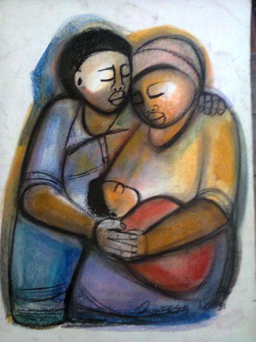 GODFREY NDABA CHARCAOL AND PASTEL ON PAPER