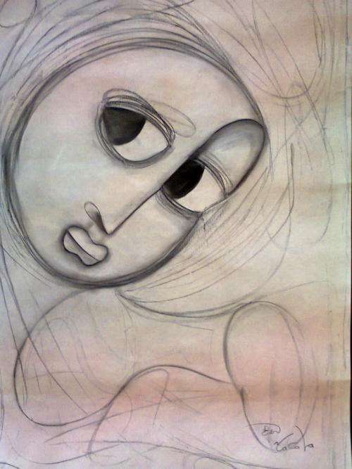 BEN MACALA CHARCAOL AND PASTEL ON PAPER