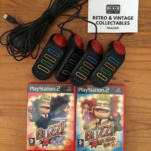 Buzz Bundle  1x Set of Buzzers and x2 Games - The Music Quiz and The Big Quiz (incl. Booklets) PS2