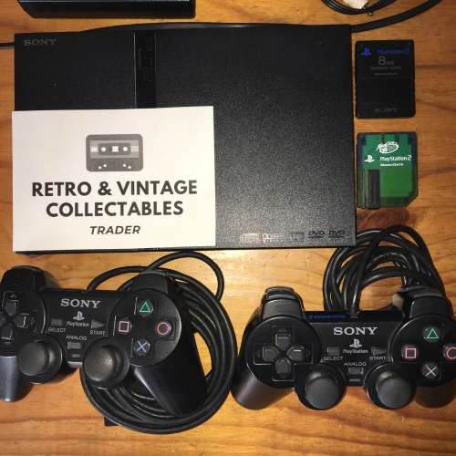 PlayStation 2 Console  Black (incl. 2x controllers, 2x 8MB memory cards and all cables)