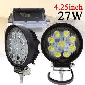 27W 12-24V LED WORK LIGHT, ROUND OR SQUARE AVAILABLE - BLACK - BRACKET INCLUDED