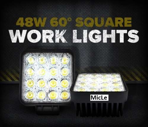 48W 60° Degree Square or Round LED Flood Light - Black