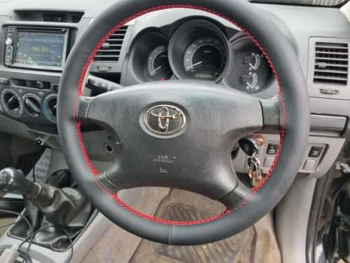 DIY Faux Leather Car Steering Wheel Cover Kit - Red Stitching