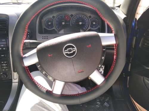 DIY Faux Leather Car Steering Wheel Cover Kit - Red Stitching