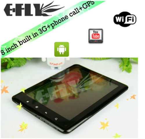 Telechip 8803 Android Tablet (MID), GPS, 32GB, Built-in 3G, Wi-Fi, Phone calls, 8 inch