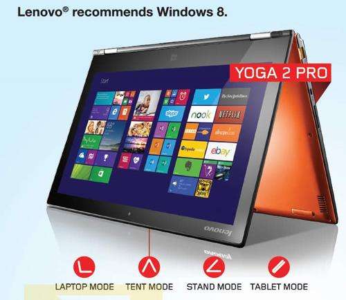 Demo unit with Bag! QHD+ Touchscreen 3200x1800! Lenovo Yoga 2 Pro 4th Gen, *Windows 8.1,SSD,4GB RAM*