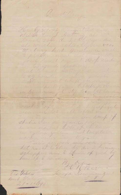 General C.R. De Wet Letter Signed