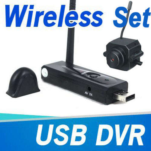 4CHs USB CCTV DVR+ Wireless 2.4G Pinhole Camera +  Supervising Software  Set for Laptop / PC