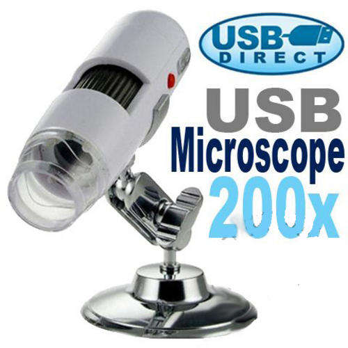 USB Digital Microscope 25x - 200x Magnification Zoom LED Lights With 1.3 M Pixel Resolution