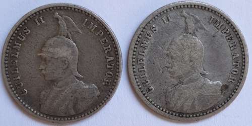 German East Africa: 2 X Quarter Rupie`s (Years include: 1906 and 1914)