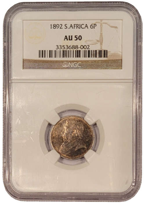 1892 6 Pence AU50