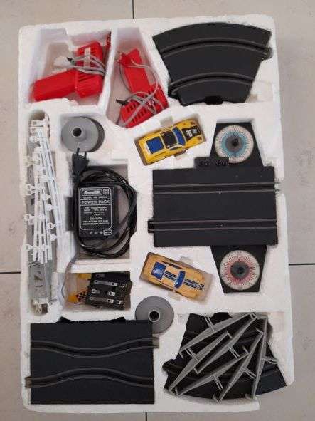 Vintage electric racing track and cars