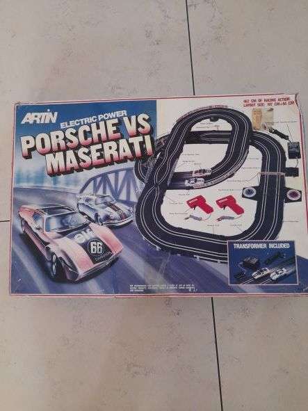 Vintage electric racing track and cars