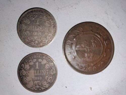 ZAR Shiilings 1893&1894 and a Penny 1898