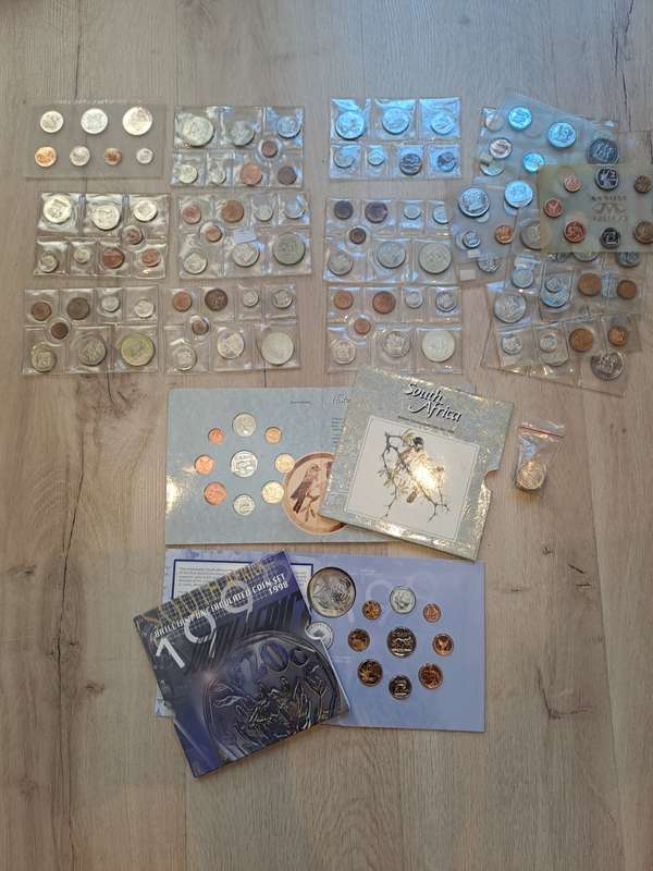 Collection of  19 x SA Mint Uncirculated coin sets years from 1970`s, 80`s and 90`s